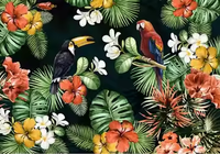 Papier peint chinois personnalisé, décoration murale pour la maison, papier peint mural, perroquet, oiseau, fleurs de forêt tropicale 3D, plantes, feuilles, décoration murale