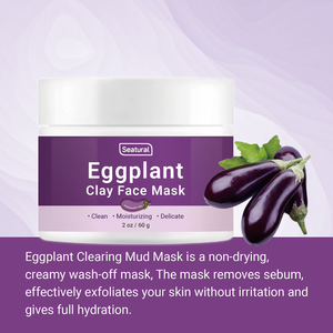 <span class=keywords><strong>Mascarilla</strong></span> de Arcilla de Berenjena para la Cara con Vitamina E y Glicerina, Limpieza Profunda para Puntos Negros, Piel Suave, Luminosa e Hidratada - Product Image 2