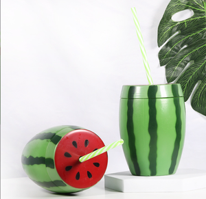 Taza de plástico con forma de sandía con pajita, taza de té de la leche bonita, botella de agua portátil para jugo, botellas recargables de 400ML y 650ML - Product Image 2