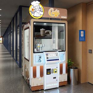 เครื่องจำหน่ายกาแฟหุ่นยนต์เชิงพาณิชย์ ระบบอัตโนมัติเต็มรูปแบบ แขนหุ่นยนต์ 6 แกน จ่ายแก้วอัตโนมัติ กาแฟ 9 ชนิด หน้าจอสัมผัส - Product Image 1