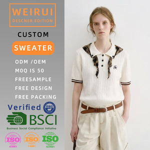 Polo de Punto Personalizado, Estilo Preppy, Casual, con Mangas Acanaladas para <span class=keywords><strong>Mujer</strong></span> - Product Image 4