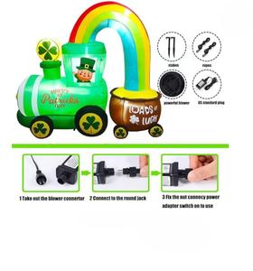 <span class=keywords><strong>Train</strong></span> gonflable éclairé par LED de 6 pieds pour la Saint-Patrick avec décoration de pot arc-en-ciel Shamrock pour la journée irlandaise Leprechaun - Product Image 6