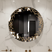 Espejo Inteligente Redondo con Sensor LED, Pantalla Táctil Antivaho, Espejo Inteligente de Pared para Baño, para Uso en Hoteles