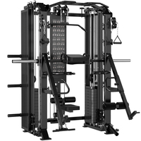 DINUO Rack de musculation multifonction, Station Smith, Gym de musculation à domicile avec siège réglable et panneau de traction