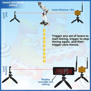 Temporizador Láser Digital Inalámbrico Portátil, Mini Postes de Velocidad para Pista de Atletismo, Patinaje sobre Ruedas y Motociclismo, Dorado - Product Image 6