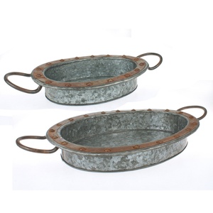 ชุดถาดเหล็กรูปวงรี2ใบสำหรับตกแต่งโต๊ะและกลางแจ้ง - Product Image 3