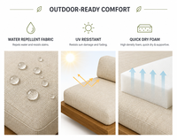 Ensemble de coussins de canapé d'extérieur beige sable, hydrofuges, résistants aux UV, séchage rapide, antidérapants, avec soutien profond pour la position assise et rembourrage personnalisé
