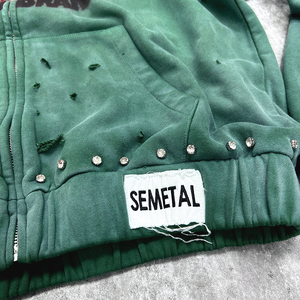 High Quality Heavyweight Washed Zipper Hoodies Streetwear Thick Screen Print Zip Hoodie Custom Rhinestone Graphic Zip up Hoodies - Product Image 6