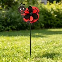 Tourniquet à vent Coccinelle pour jardin, décoration cinétique d'extérieur pour pelouse et cour, vente en gros 30x95cm