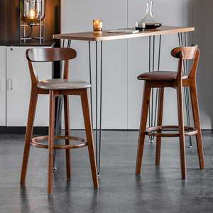 Sillas de Bar con Estructura de Madera y Asientos Acolchados, Sillas de Pub de Madera Natural Clara con Asientos Acolchados para Bares - Product Image 3
