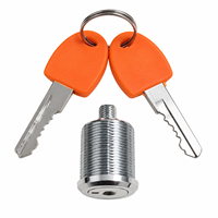 Cylindre de serrure à came fileté en alliage de zinc chromé 19 mm avec 2 clés pour quincaillerie de porte d'armoire industrielle