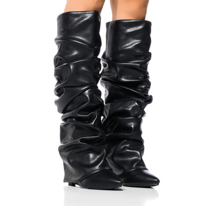 <span class=keywords><strong>Botas</strong></span> <span class=keywords><strong>de</strong></span> moda <span class=keywords><strong>de</strong></span> tacón alto <span class=keywords><strong>de</strong></span> 10 cm para mujer, estilo camuflaje, con tacón inclinado, para comercio transfronterizo - Product Image 2