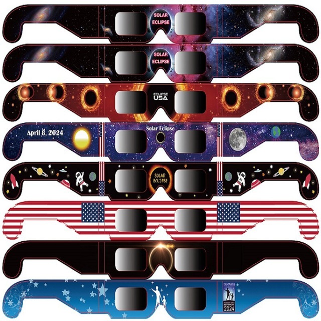 April 8 2024 ISO Certified Solar Eclipse Glasses Customized Design Eclipse Viewing 3D Paper Glasses