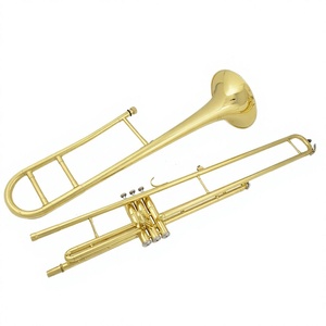 Trombone da Marcia Tenore Earl Mann <span class=keywords><strong>B</strong></span> con Valvole a Pistone a Tre Posizioni e Finitura Laccata Oro - Product Image 2