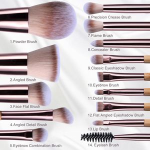 Set de 14 Brochas de Maquillaje con 1 Esponja, Brochas para Base, Polvo, Corrector, Sombra de Ojos y Colorete, Estuche de Viaje de Bambú - Product Image 3