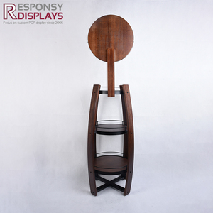 Estante de exhibición de pie de suelo de madera vintage con estantes de tres niveles para licor, vino y bebidas en tienda de <span class=keywords><strong>Bar</strong></span> minorista - Product Image 3