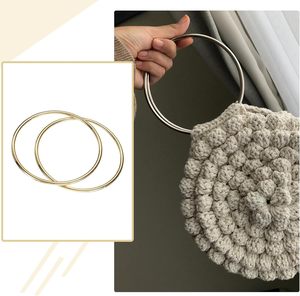Uxcell Pcs Metal Purse Handle Round <b>Handbag</b> Ring Buckle Bag Handle Replacement For DIY Handmade Woven Bag Luggage Hardware Acces - Product Image 5