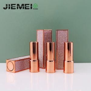 JIE MEI Stock Produit populaire Pop UP Rose Gold Leather D12.1MM Tube de rouge à lèvres vide Container Square Lipstick Case Custom Logo - Product Image 3