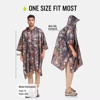 Équipement de camping en plein air pour adultes Cape de survie Revêtement léger Camouflage Imperméable à capuche Randonnée Poncho