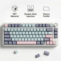 OEM ODM 126 Keys PBT Double Shot Keycaps Macaron Pastel Cute Keycap Set Pink Blue Dreamy Keycaps for Mechanical Keyboard 60 65 7