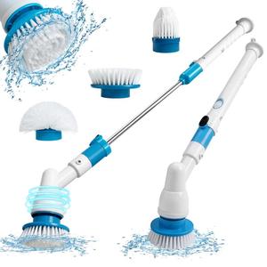 0728 Long Handle Floor Scrubber Stainless Steel <b>Cleaning</b> Brush 3 Replaceable Heads Mini <b>Mop</b> for Office & Gym - Product Image 3