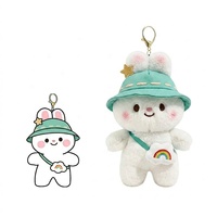 Colgante de peluche personalizado, llavero de conejo blanco esponjoso a medida, juguete de peluche, dije de fresa para bolso, juguete de animal de peluche personalizado para mochila