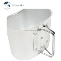 Kit de gourde tactique portable 1L pour l'extérieur, en plastique, avec gobelet en aluminium et pochette