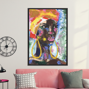 Bold African Woman Art Deco Panel <b>Canvas</b> Print Vibrant Wall Hanging Clear <b>Frame</b> - Product Image 3