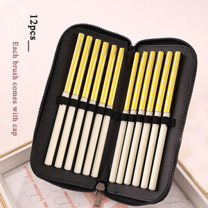 Ensemble de pinceaux pour artistes ongulaires avec logo personnalisé, manche blanc, en nylon, pour liner, lignes, gel plat, rond, ombrage, French, 3D, acrylique - Product Image 6