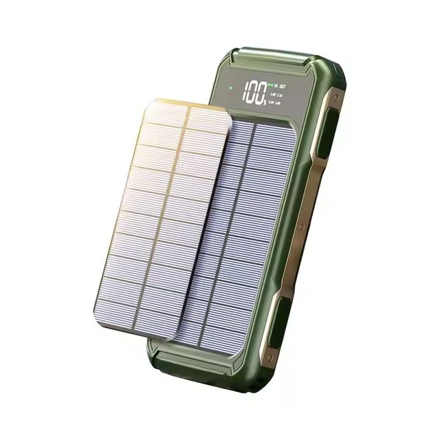 10000mAh Rugged Waterproof Dustproof Solar Power Bank 4-in-1 Cables LED Flashlight Micro USB Input for Emergency Backup