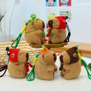 Llaveros de peluche de <span class=keywords><strong>capibara</strong></span> con cuerda, bonitos y coloridos, juguetes de animales de peluche creativos, adornos para bolsos, pequeños regalos, colgantes de algodón PP, al por mayor - Product Image 3