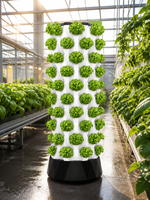 Système hydroponique en tour à 10 niveaux, jardinière verticale avec pompe pour la culture de légumes, herbes et micro-légumes en serre