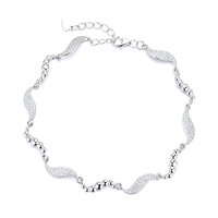 Trendiges Damen-Charm-Armband aus 925er Sterlingsilber mit Zirkonia für Partys oder als Geschenk