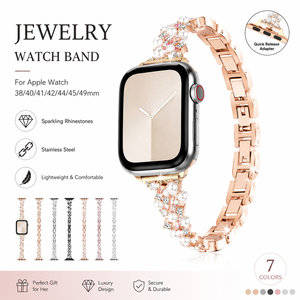 Correa de Reloj Elegante con Perlas y Diamantes de Imitación para iWatch <span class=keywords><strong>Serie</strong></span> 11, Brazalete de Repuesto de Lujo para <span class=keywords><strong>Mujer</strong></span>, Correa de Joyería para Apple Watch - Product Image 1