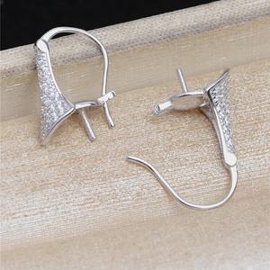 Boucles d'oreilles en argent S925 Wenchi en forme de croix, design personnalisé de moulin à vent en grille, support creux pour 4-5 perles, pour bijoux DIY pour femmes - Product Image 4
