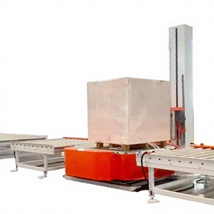 Online Automatic Pallet Wrapper Wrapping Machine With <b>Roller</b> Conveyor Online Pallet Stretch Wrapping Machine - Product Image 1