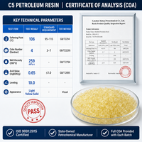 Résine pétrolière C5 pour adhésif thermofusible, couleur Gardner <= 3, tackifiant sensible à la pression, résine hydrocarbure pour bandes et colle