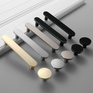 Modern Zinc Alloy Drawer Handles Bar Shape <b>Black</b> Silver Gold Wardrobe <b>Door</b> <b>Knobs</b> Durable Installation - Product Image 1