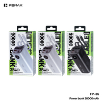 Batterie externe REMAX FP-35 20000mAh avec charge rapide PD 35W, câble double intégré, chargeur portable avec écran LED