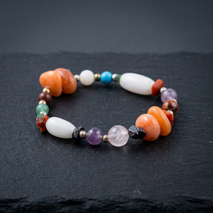 <b>Crystal</b> Export Agate Silver Plated Claw Setting <b>Beaded</b> Bracelet White Purple Bohemia Style Unisex Gift Jewelry - Product Image 2