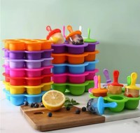 Moule à glace en silicone à 7 cavités, moule à sucettes glacées DIY avec bâtonnets, complément alimentaire pour bébé, mini glace, moules à sucettes glacées pour enfants