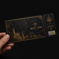 Tarjeta de Acceso Premium para Eventos, Diseño Personalizado, Serie Numerada con Lámina Metálica Plateada, Logotipo Personalizado, Muestra y Prueba Gratuitas