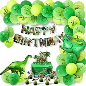 Großhandel dinasour thema party dekorationen-Dinosaurier Thema Geburtstags feier Dekoration Kinder Geburtstag Ballon Kuchen Topper Folie Ballon Set für Party zubehör
