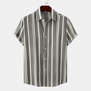 Chemise d'été pour <span class=keywords><strong>homme</strong></span> de haute qualité 2025, nouvelle chemise de plage en coton pour <span class=keywords><strong>homme</strong></span>, chemise décontractée à rayures imprimées à manches courtes respirante - Product Image 4