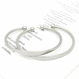 Stainless Steel C-Shaped Ball Open <b>Bangle</b> Adjustable Simple Style Titanium Steel Jewelry Gift for Women <b>Men</b> Couple Bracelet - Product Image 2
