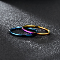 Bague unisexe simple et personnalisable en acier inoxydable brillant de 2 mm, plaquée or rose, pour le quotidien et les fêtes, idéale pour le dropshipping