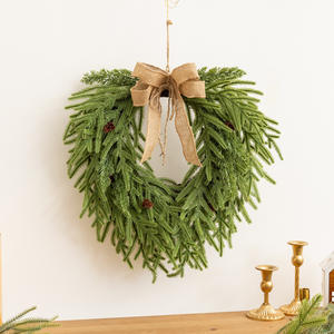 20 Inch Christmas Felt Heart Wreath Soft Texture Festive Design Perfect for Home <strong>Door</strong> Wall Decor Holiday Supply Christmas Decor - Product Image 1