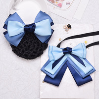 Ensemble de pinces à cheveux nœud papillon en strass, élégant accessoire de cheveux en tissu satiné et résille pour le bureau