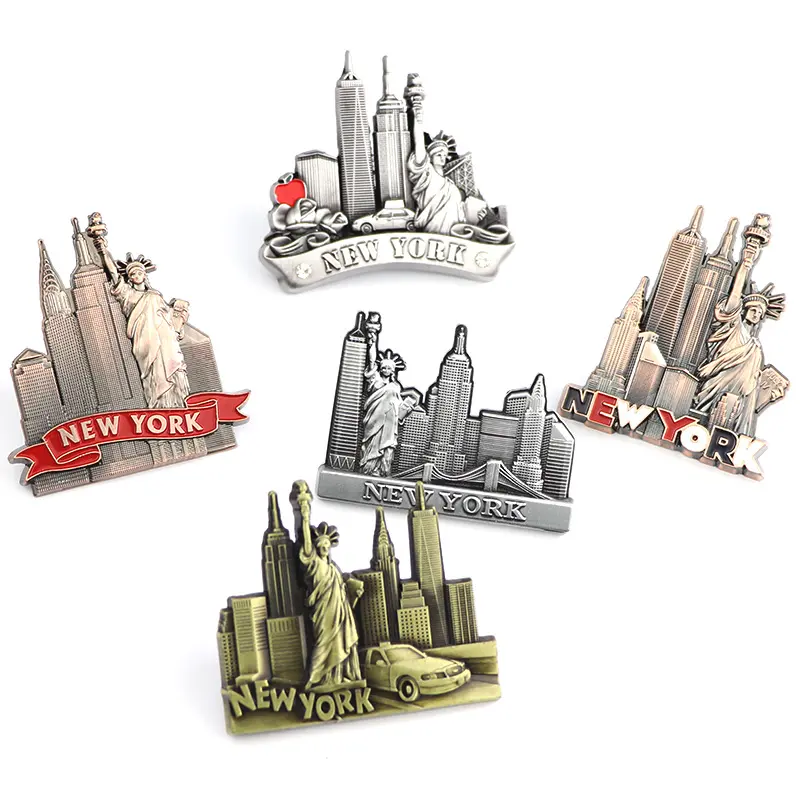 Aimants de réfrigérateur 3D personnalisés en métal design USA City NYC New York City Souvenir touristique