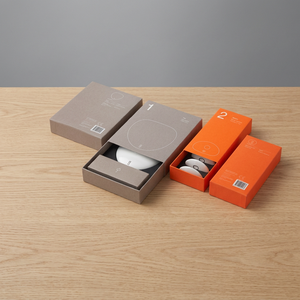 Custom Rigid <b>Paper</b> Boxes Kraft <b>Orange</b> Gray Rectangle Consumer Electronics Packaging Recyclable Eco-Friendly Magnetic Closure - Product Image 1